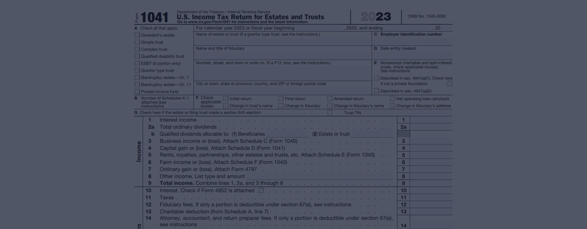 IRS Form Printable Tax Form Instructions PDF For Estates Income Return